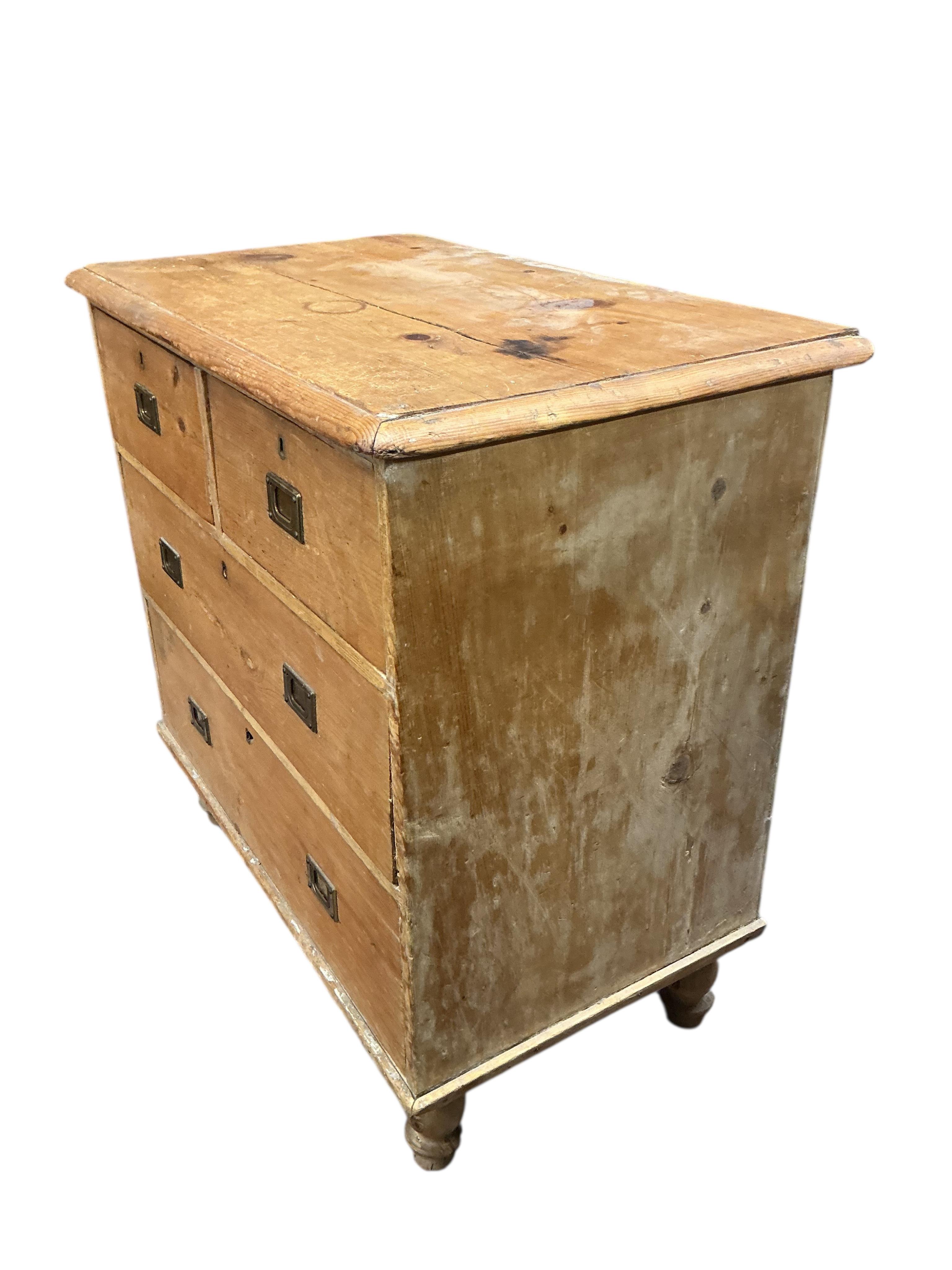 A small Victorian pine four drawer chest, width 84cm, depth 50cm, height 84cm